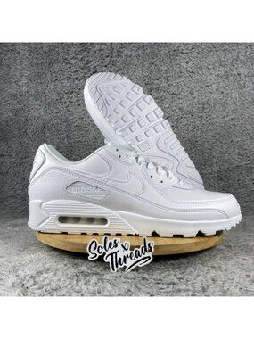 Nike Air Max 90 Leather Triple White Size 13 Men Sneakers CZ5594-100